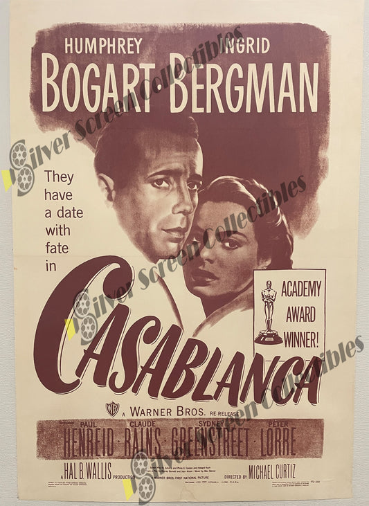 Casablanca (1942) - Original U.S. One Sheet Movie Poster (27" x 41") On Linen