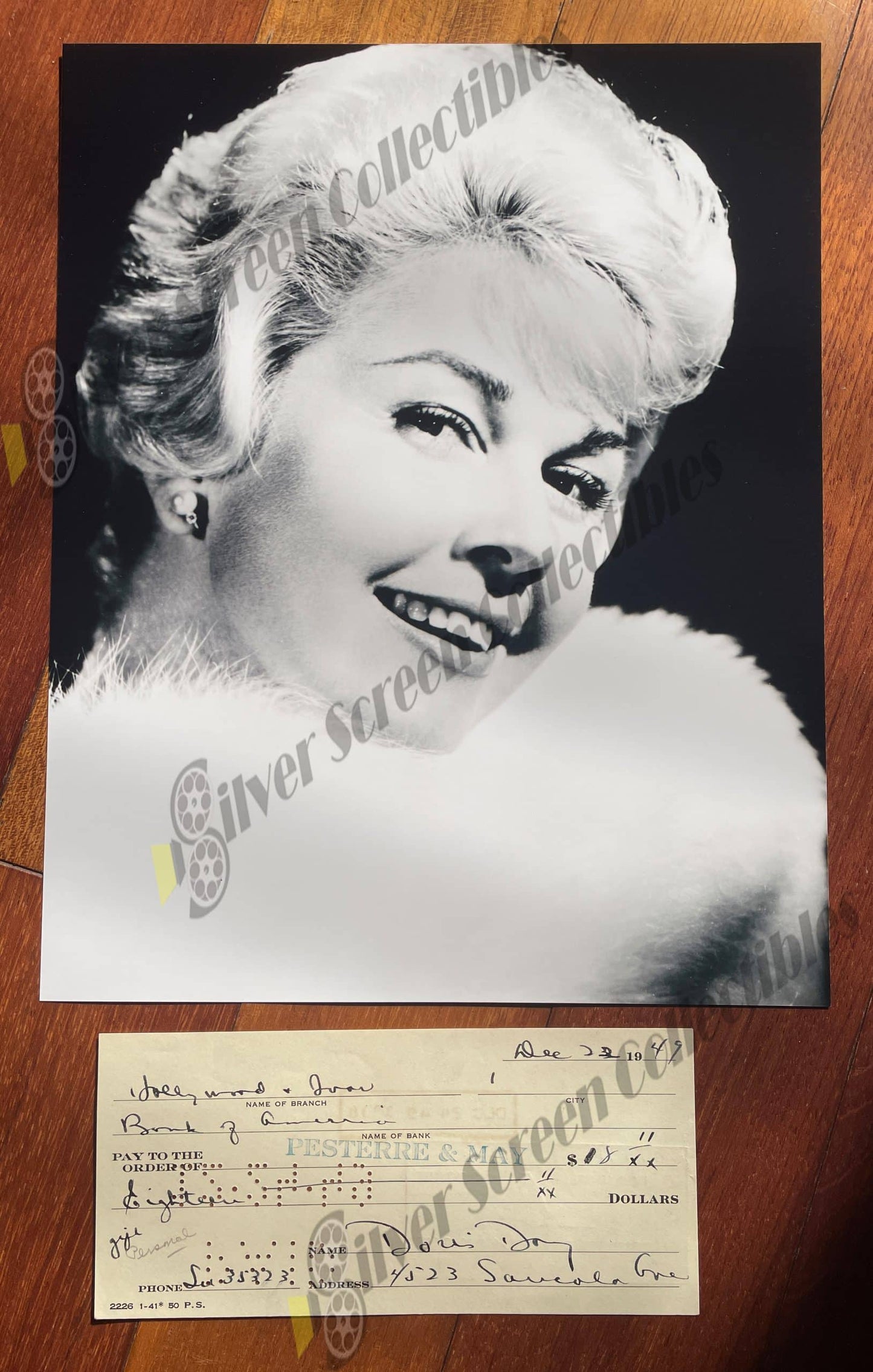 Doris Day - Original Signed Bank Check