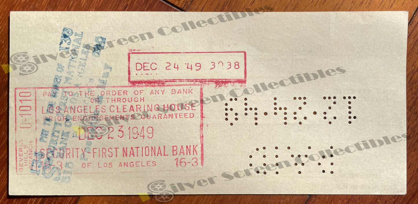 Doris Day - Original Signed Bank Check