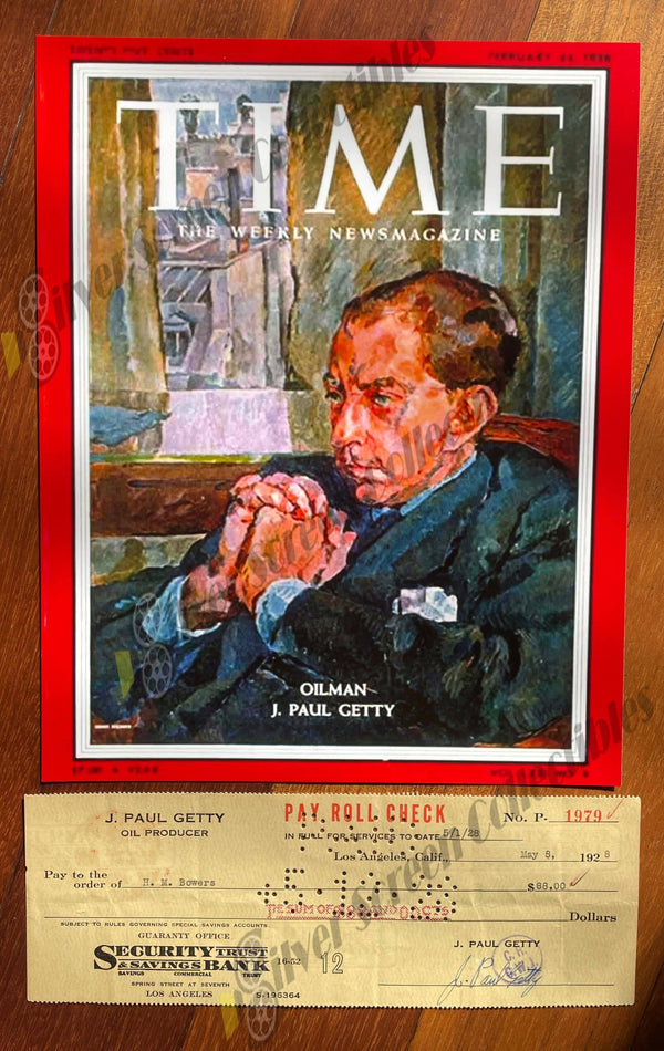 Jean Paul Getty - Original Signed Bank Check