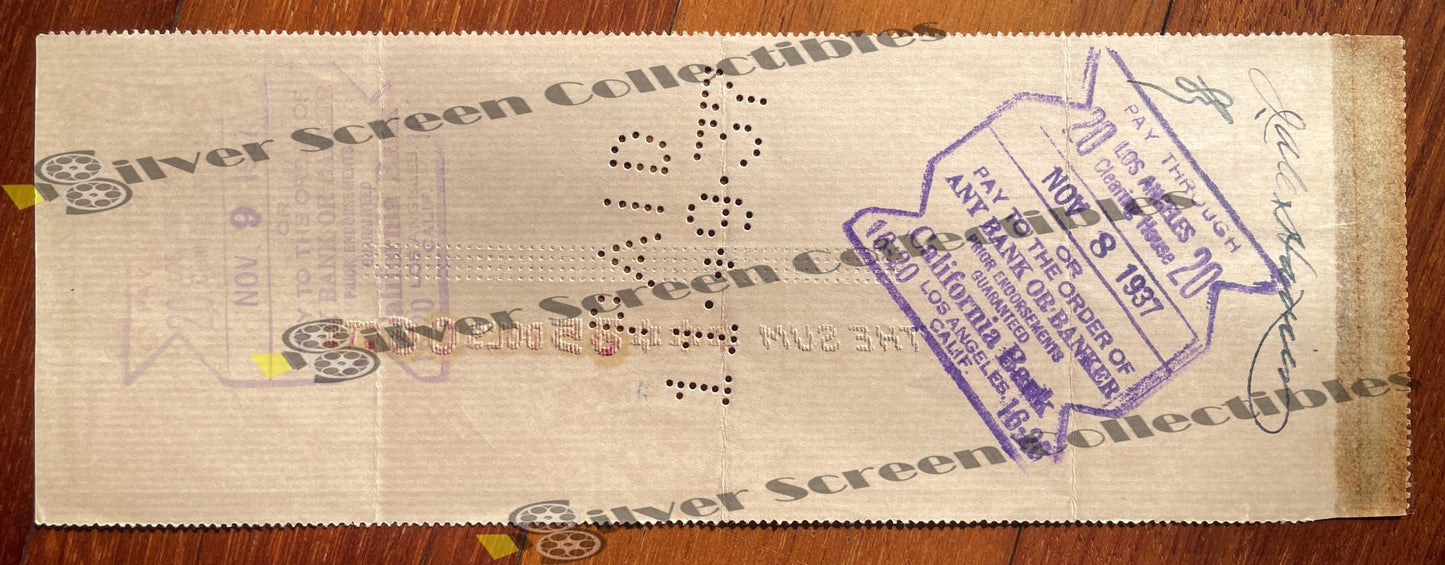 Mae West - Original Signed Bank Check