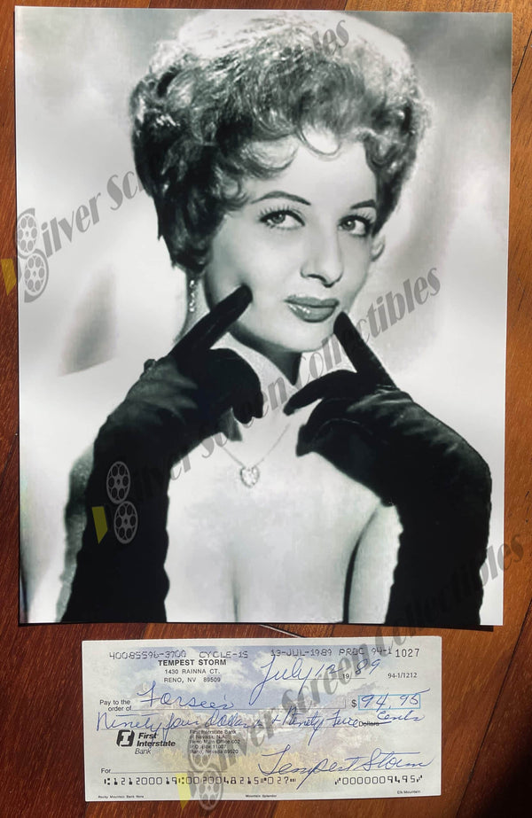 Tempest Storm - Original Signed Bank Check