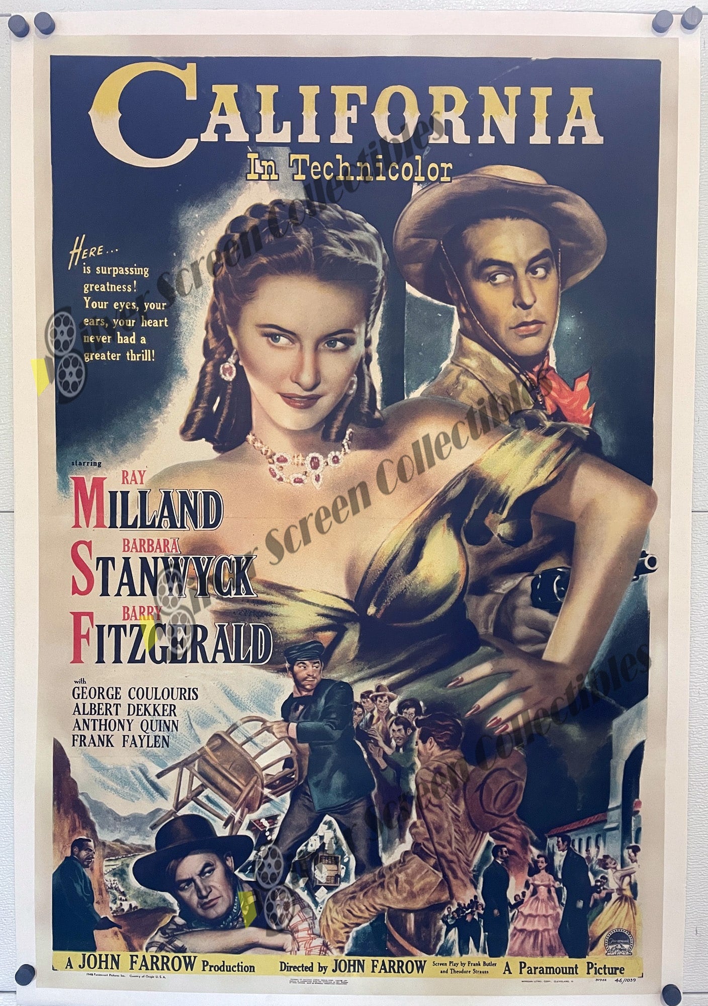 California (1947) - Original U.S. One Sheet Movie Poster (27" x 41") on Linen