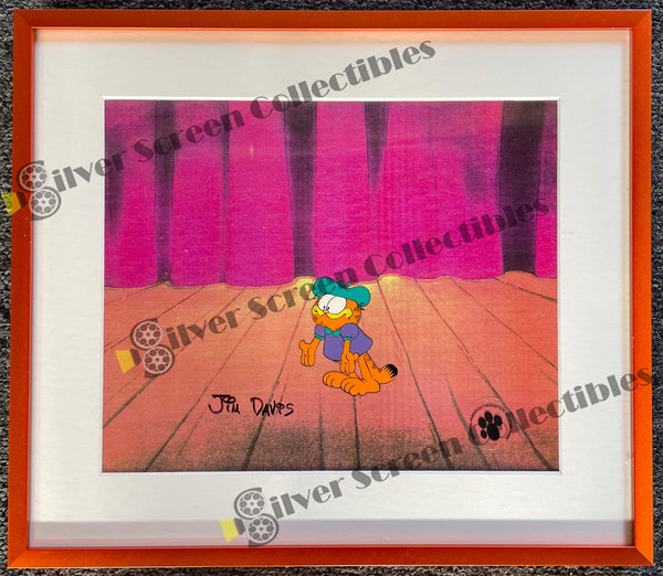 Garfield - Signed Jim Davis - Production Animation Cel - Custom Framed (13.5" x 15.5")