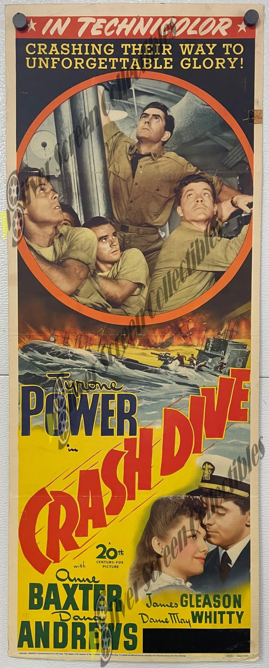 Crash Dive (1943) - Original U.S. Insert Movie Poster (14" x 36")