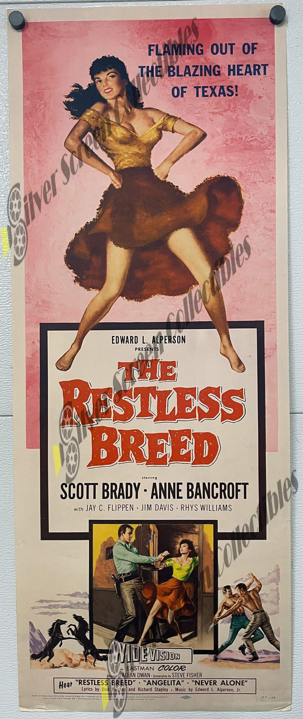 The Restless Breed (1957) - Original U.S. Insert Movie Poster (Rolled)(14" x 36")