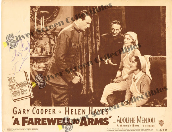 A Farewell to Arms (1932) - SIGNED by Gary Cooper - JSA Cert - Original U.S. Lobby Card (11" x 14")