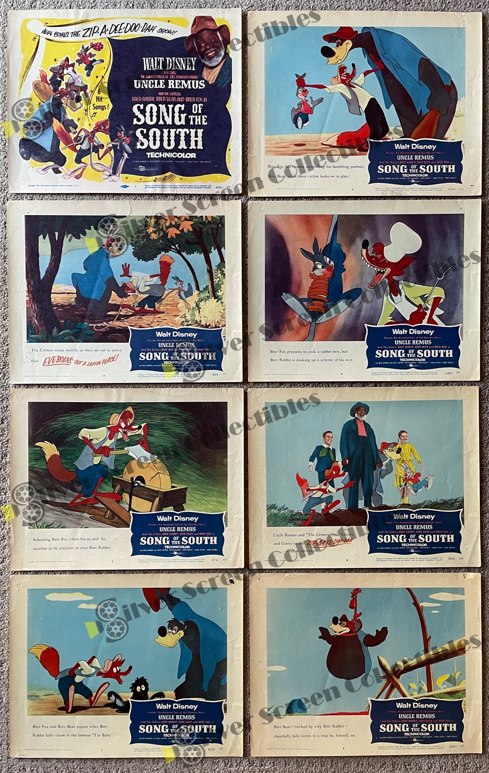 Song of the South (1946) - Original U.S. Lobby Card SET of 8 CARDS(11" x 14")