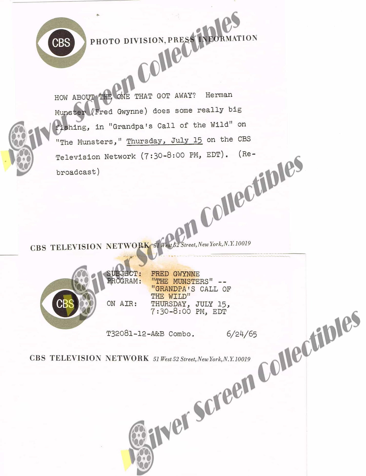 The Munsters (1964–1966) / Fred Gwynne Action Portrait - Original Television Promotional Photo(7" x 9")