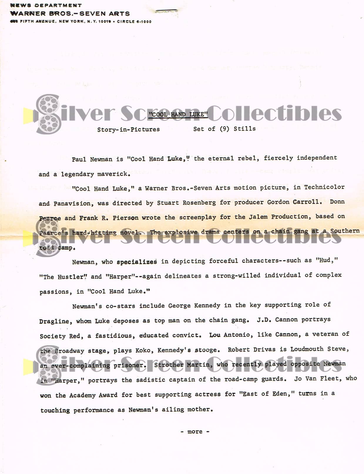 Cool Hand Luke (1967) / Story In Pictures 9 Photo set / Paul Newman - Vintage B&W Movie Stills/Photos (8" x 10")
