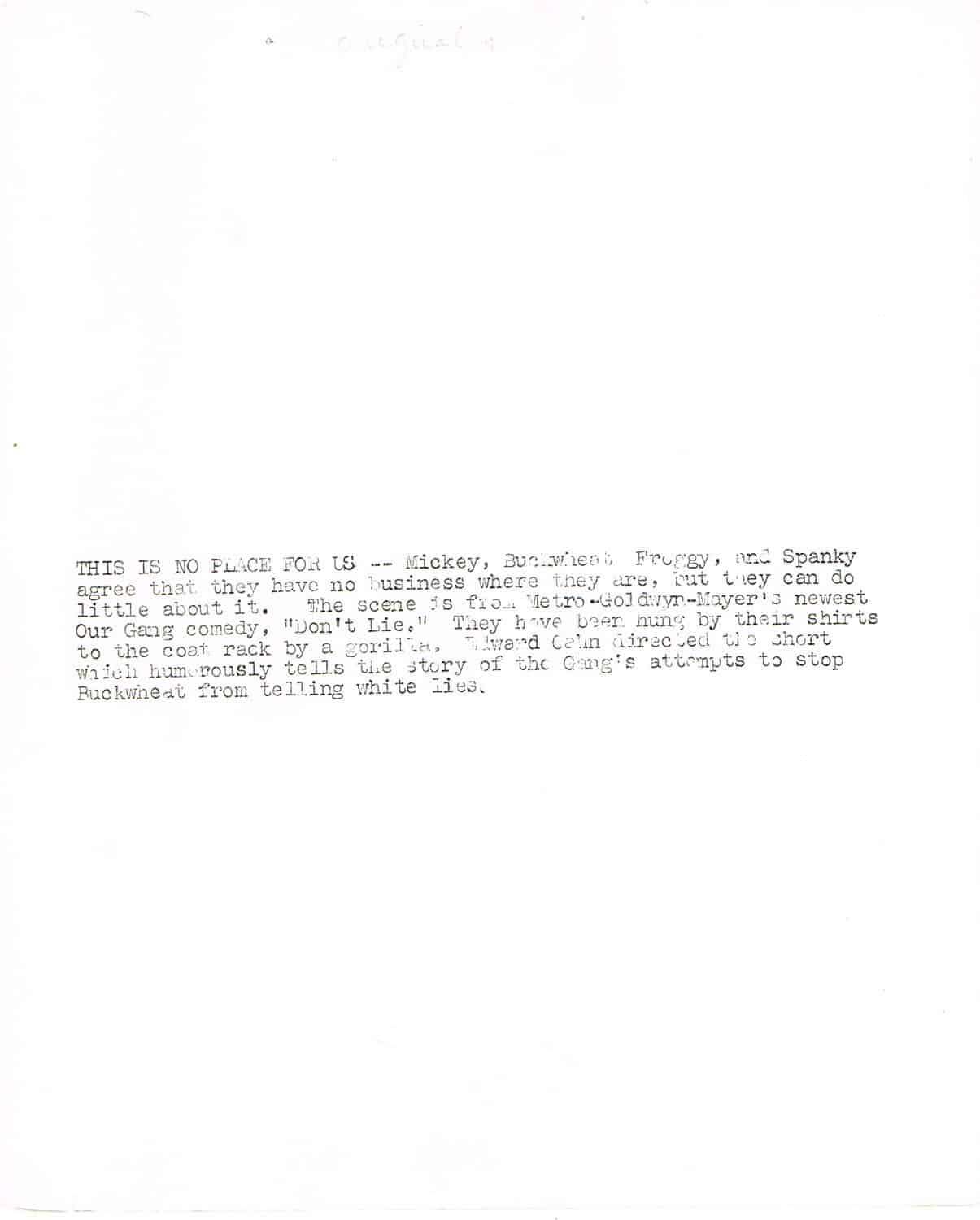 Don't Lie (1942) Our Gang / Little Rascals - Vintage B&W Movie Still/Photo (8" x 10")