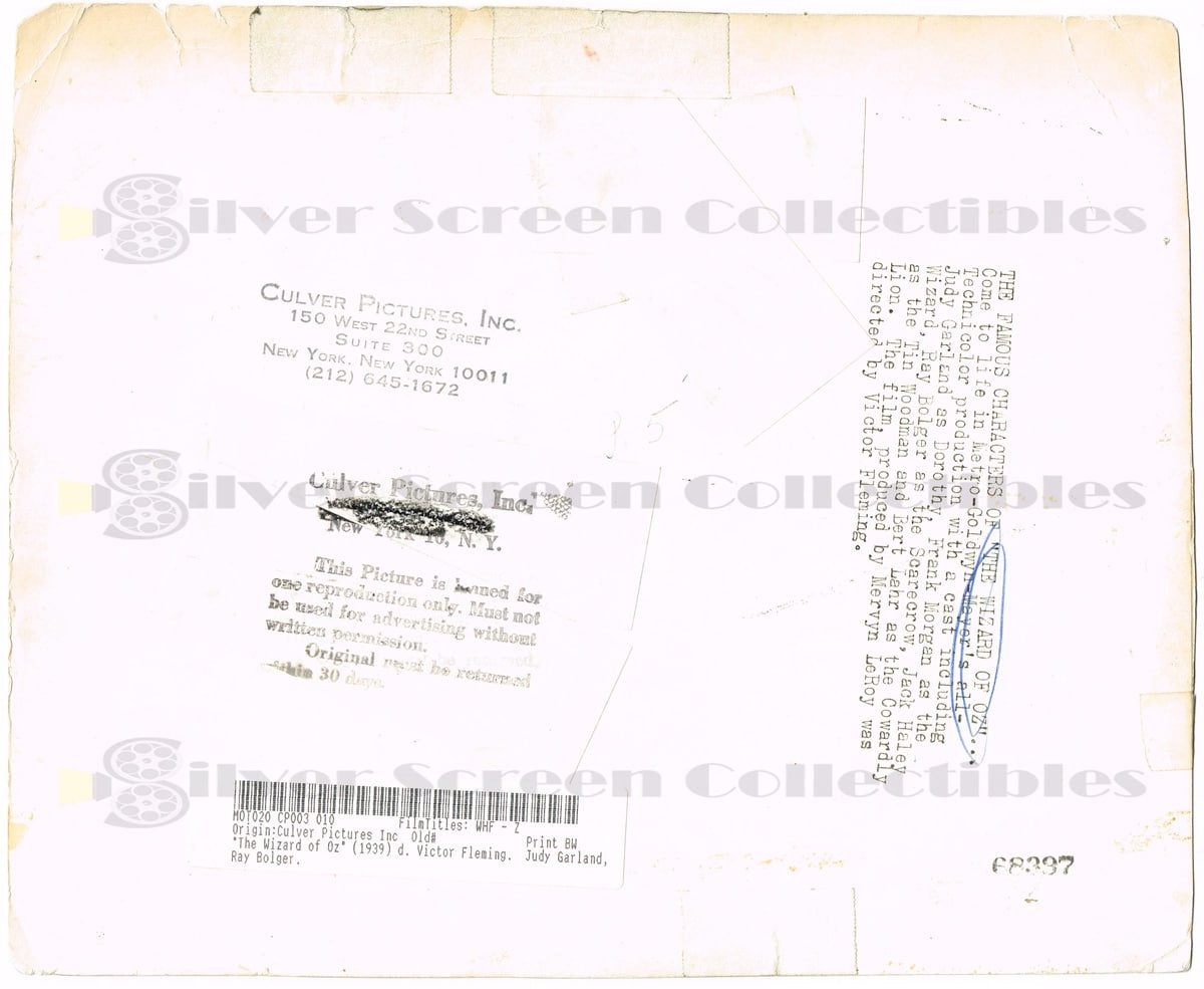 The Wizard of Oz (1939) - Vintage Oversize B&W Movie Still/Photo (9" x 12")