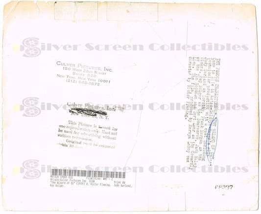 The Wizard of Oz (1939) - Vintage Oversize B&W Movie Still/Photo (9" x 12")