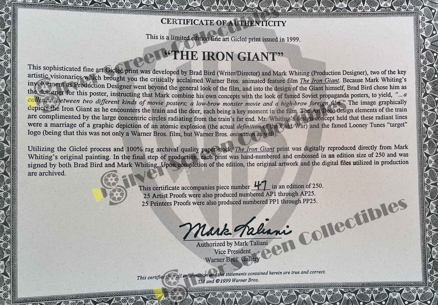 The Iron Giant (1999) / Limited Edition - Signed Print