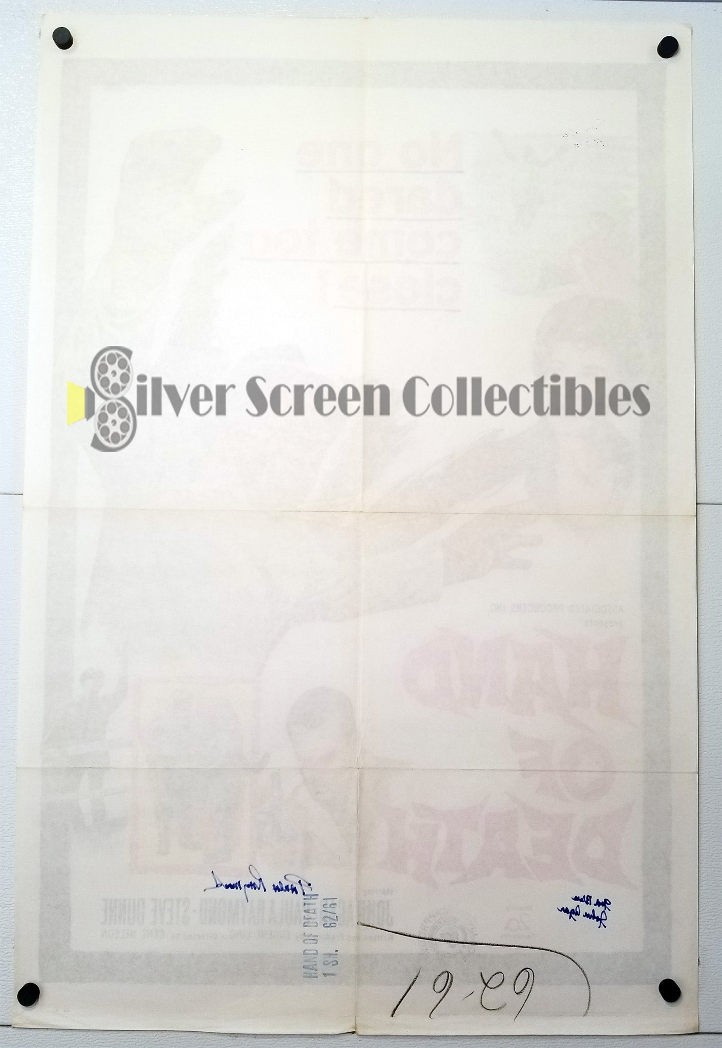 Hand of Death (1962) - Original U.S. One Sheet (27" x 41")
