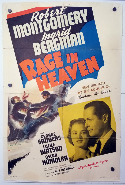 Rage in Heaven (1941) - Original U.S. One Sheet Movie Poster (27" x 41")