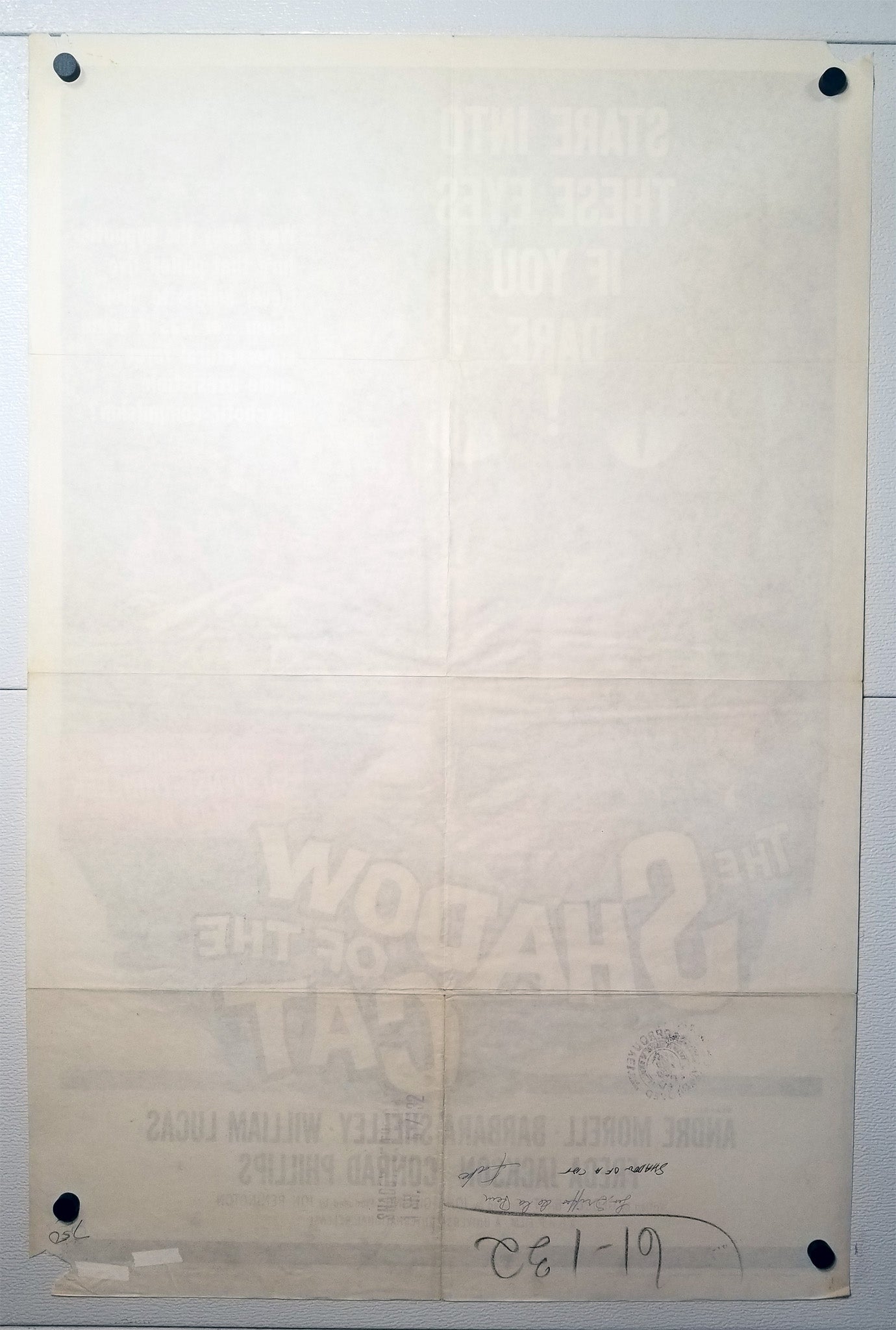 The Shadow of the Cat (1961) - Original U.S. One Sheet Movie Poster (27" x 41")