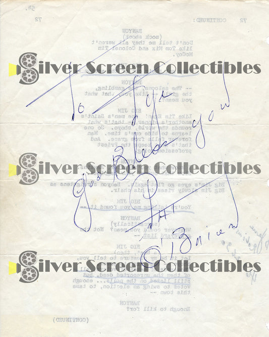 Pat O’Brien - Signed 8.5" x 11" Script Page