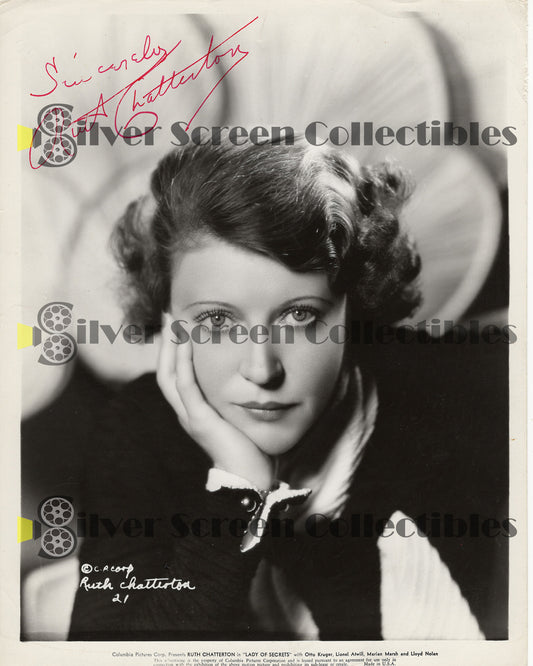 Ruth Chatterton - Signed 8" x 10" Photo