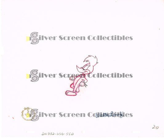 Walter Lantz - Woody Woodpecker SIGNED Animation Drawing - Signed Original Production Animation Artwork