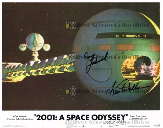 2001: A Space Odyssey: Keir Dullea / Gary Lockwood / Arthur C. Clarke / JSA Certified - Signed  Lobby Card