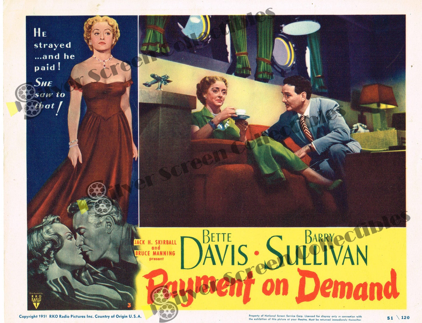 Payment on Demand (1951) - Card #:3 - Original U.S. Lobby Card (11" x 14")