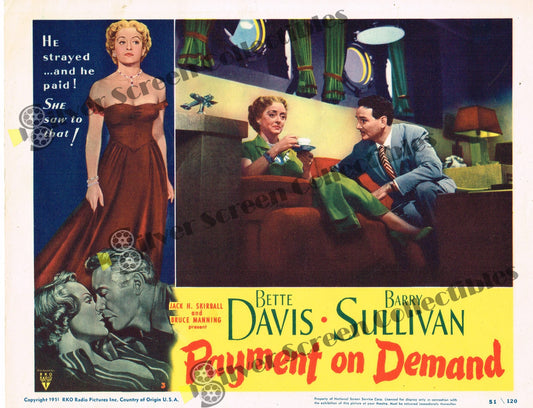 Payment on Demand (1951) - Card #:3 - Original U.S. Lobby Card (11" x 14")