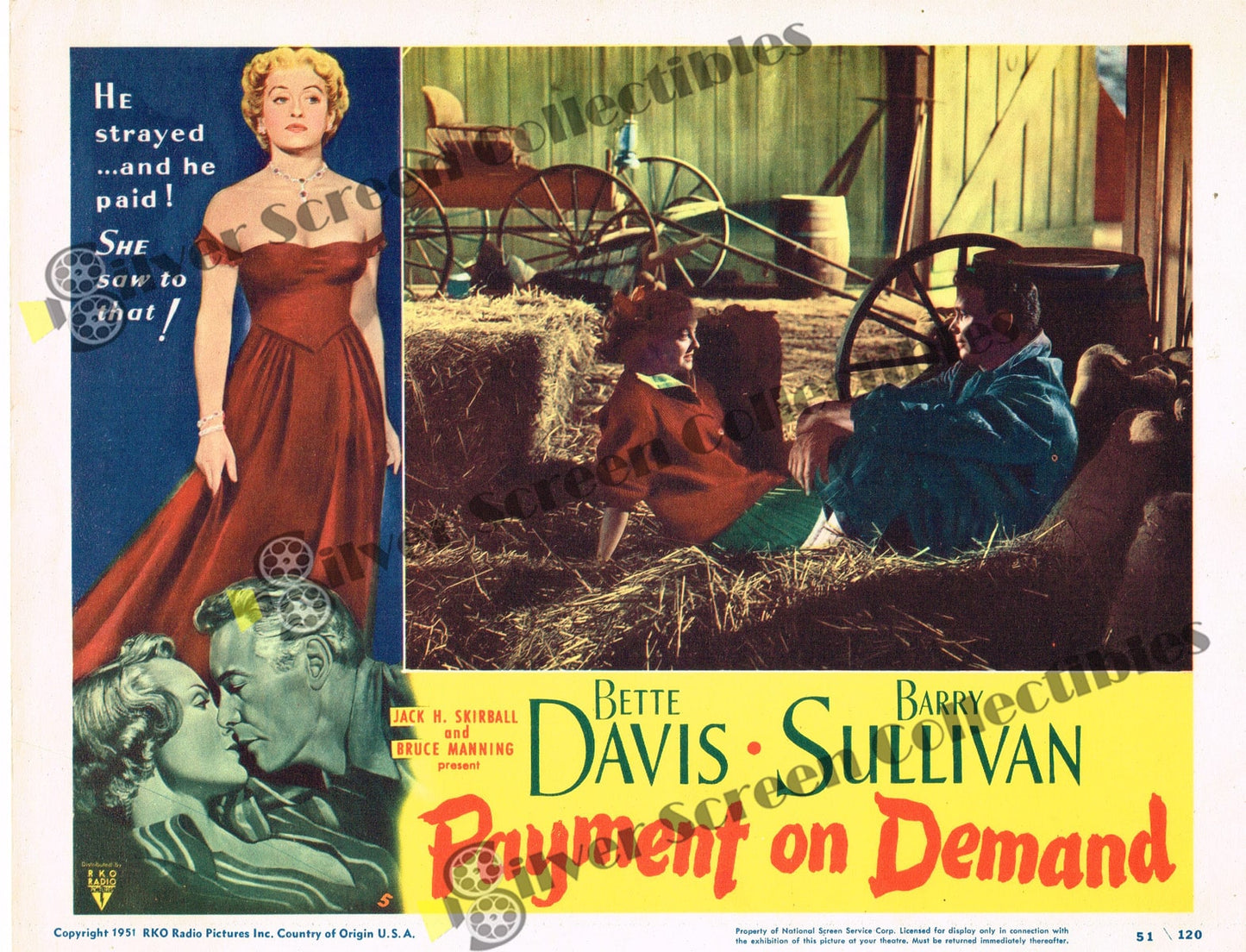 Payment on Demand (1951) - Card #: 5 - Original U.S. Lobby Card (11" x 14")