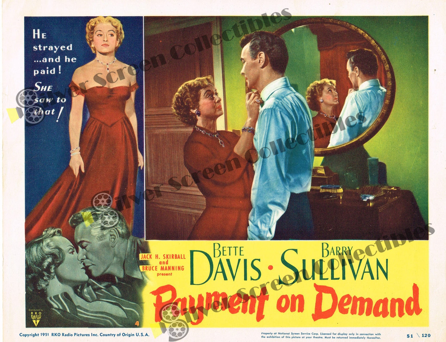 Payment on Demand (1951) - Card #: 6 - Original U.S. Lobby Card (11" x 14")
