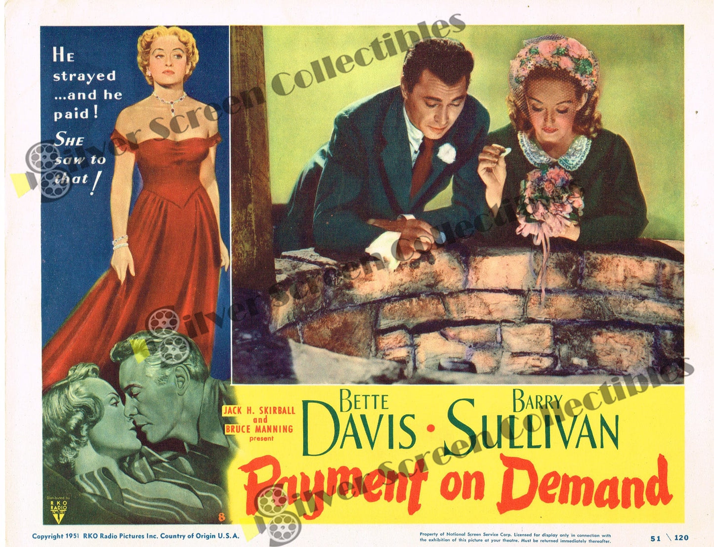 Payment on Demand (1951) - Card #: 8 - Original U.S. Lobby Card (11" x 14")
