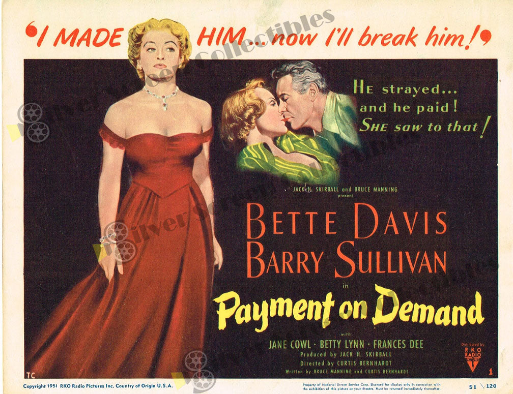 Payment on Demand (1951) - Title Card - Original U.S. Lobby Card (11" x 14")