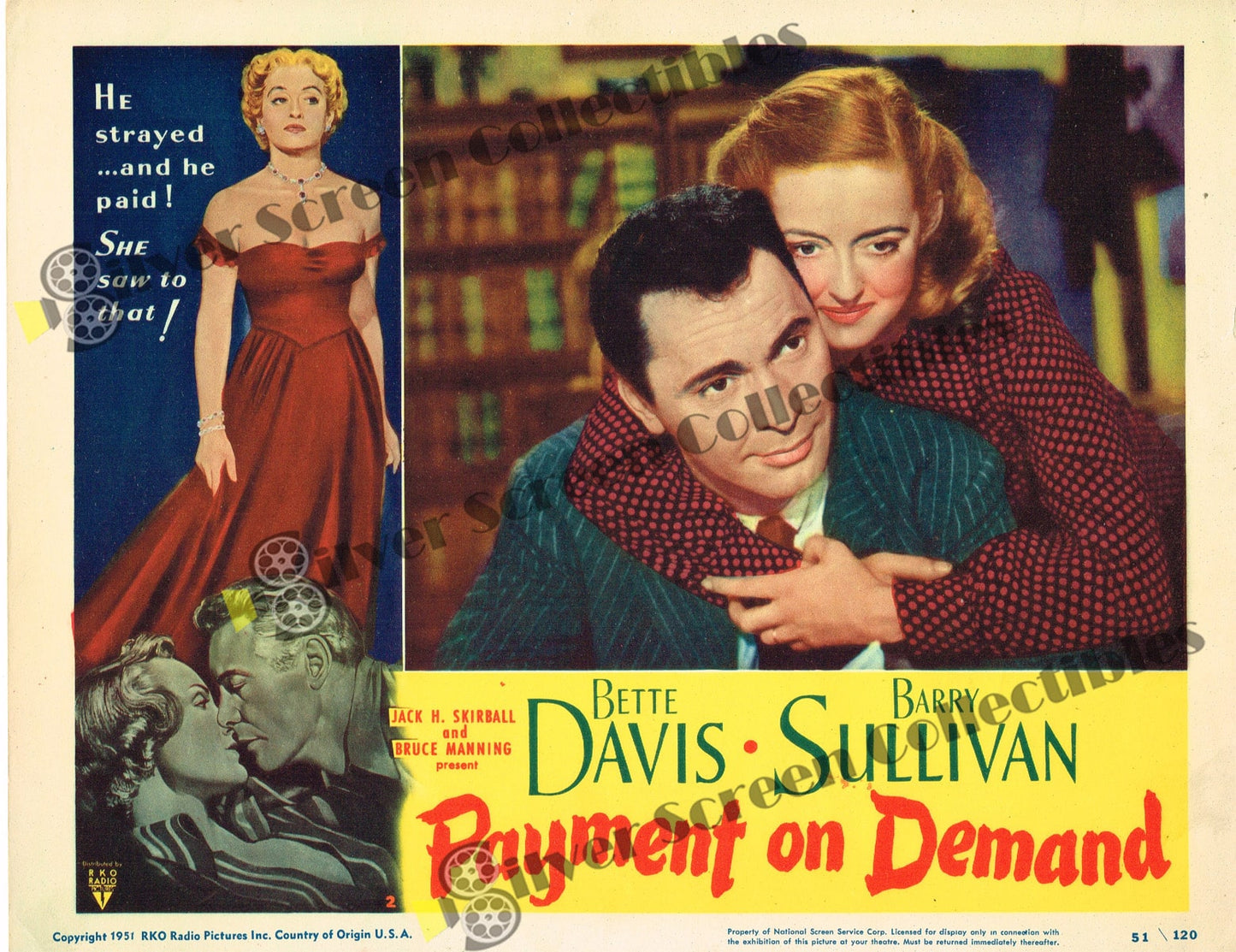 Payment on Demand (1951) - Card #: 2 - Original U.S. Lobby Card (11" x 14")