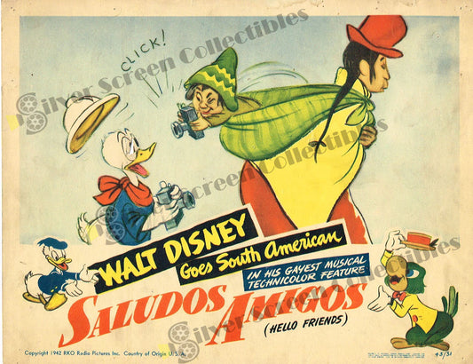 Saludos Amigos (1942) - Original U.S. Lobby Card (11" x 14")