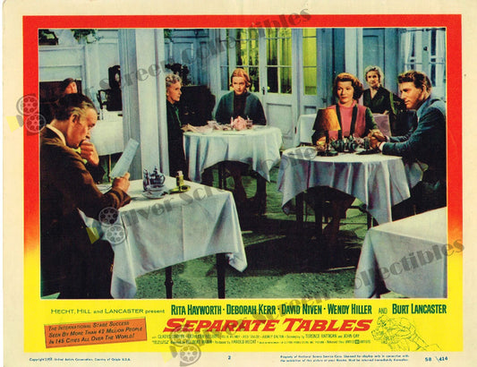 Separate Tables (1958) - Original U.S. Lobby Card (11" x 14")
