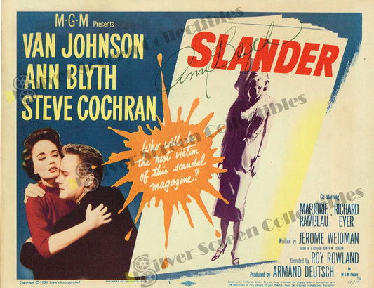 Slander (1957) - Signed Original U.S. Lobby Card (11" x 14")