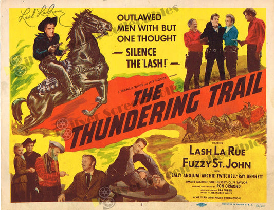 The Thundering Trail (1951) - Signed Original U.S. Lobby Card (11" x 14")