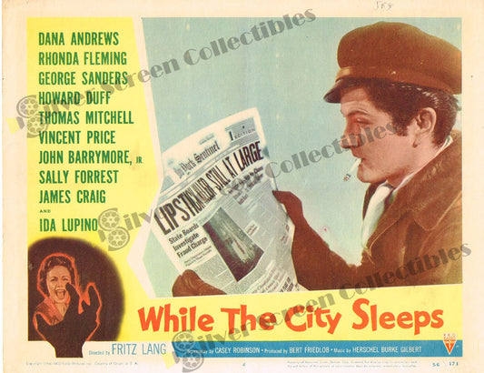 While the City Sleeps (1956) - Original U.S. Lobby Card (11" x 14")