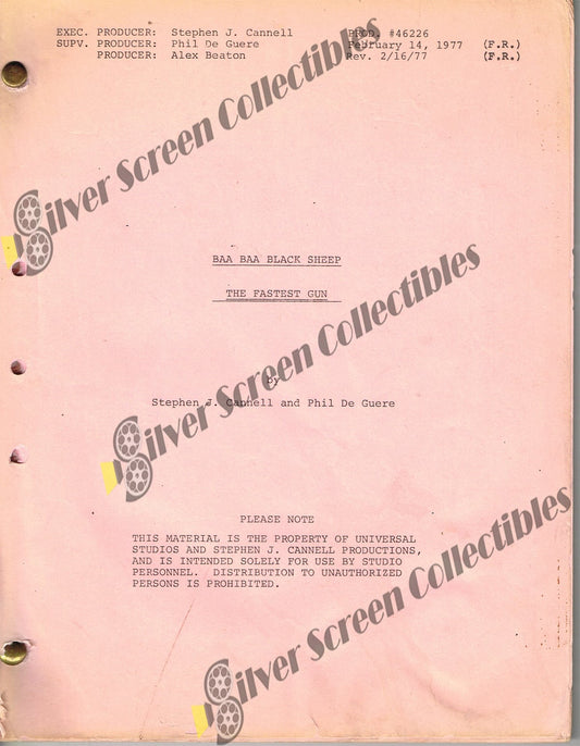 Baa Baa Black Sheep / Black Sheep Squadron (1976-1978) - Original Filming Script