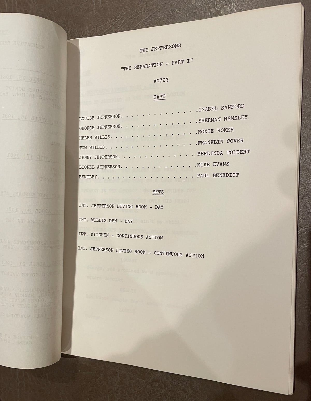 The Jeffersons (1975-1985) - Original Filming Script
