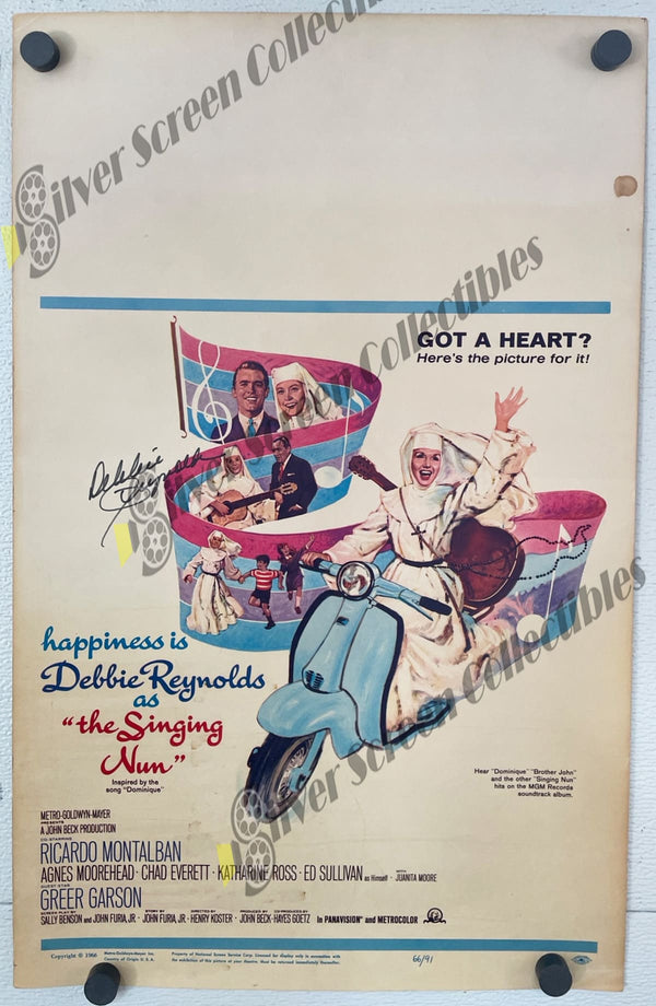 The Singing Nun (1966) / Signed by Debbie Reynolds / JSA Certified - Original U.S. Window Card (14" x 22")